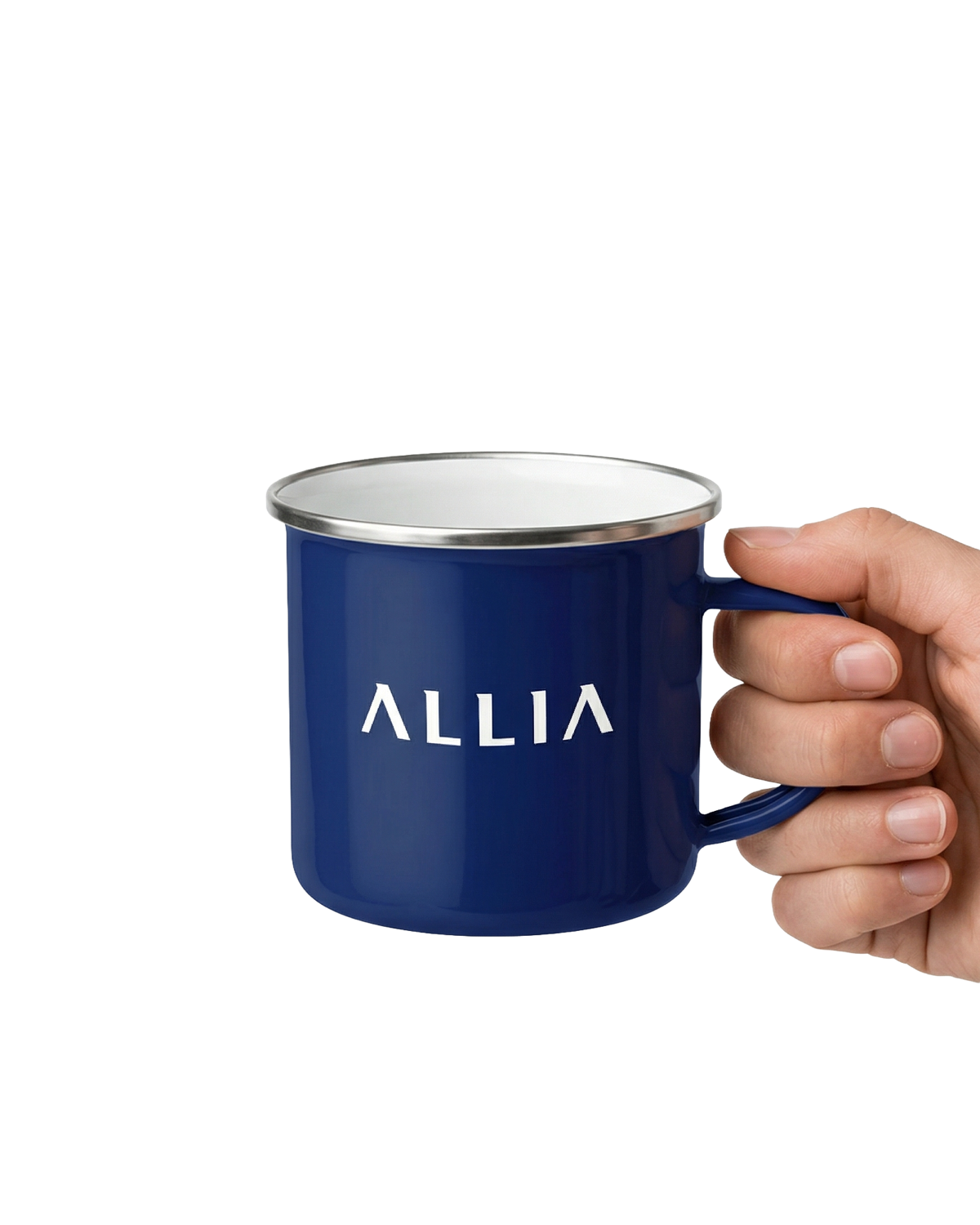 A vintage-style steel-core enamel cup