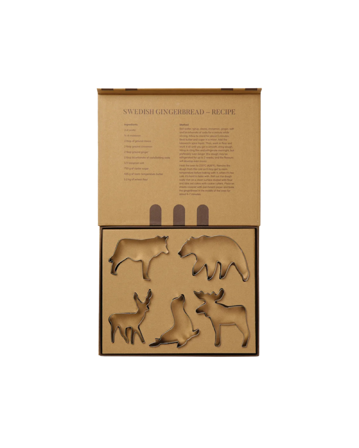 A five-piece stainless steel Nordic animal cookie cutter set with gift box