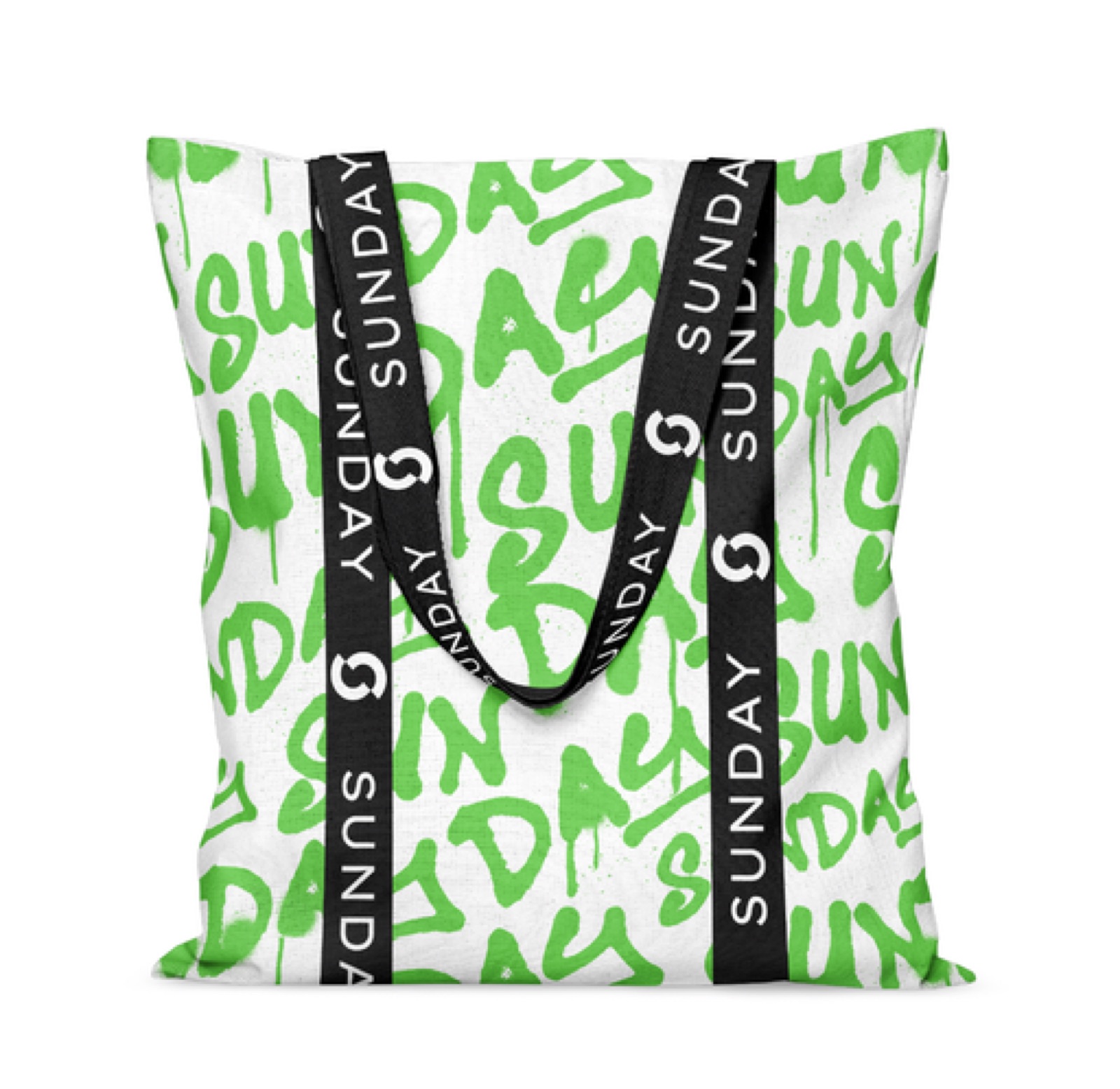 A graffiti-design custom tote bag
