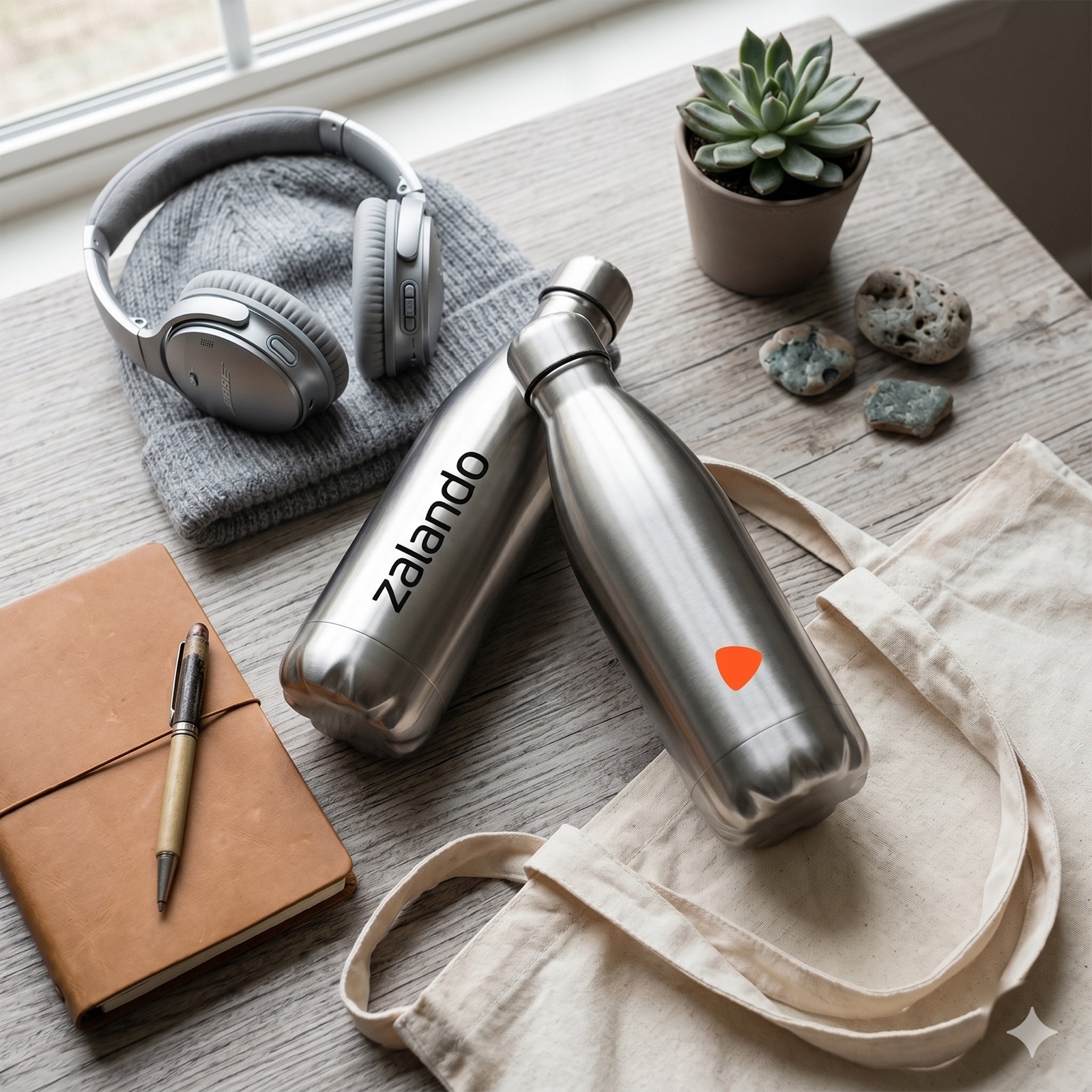 A stainless steel custom water bottle for everyday carry