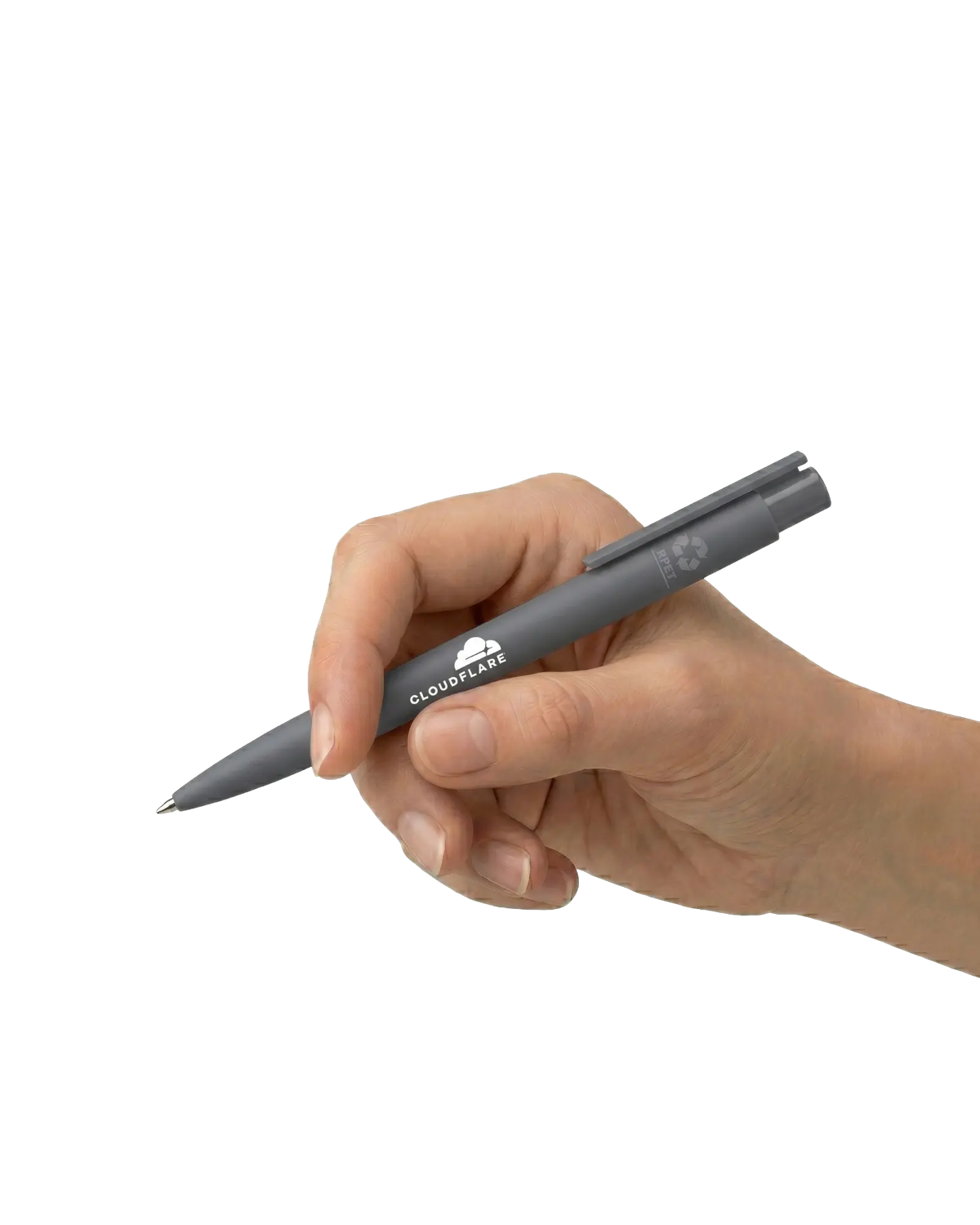 A retractable ballpoint pen made from recycled PET