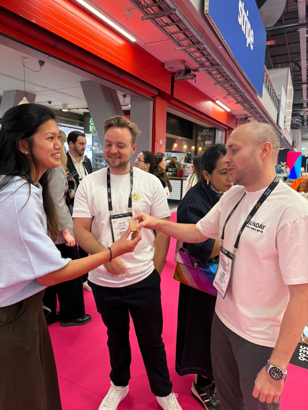 The Sunday team celebrating at the Money20/20 booth