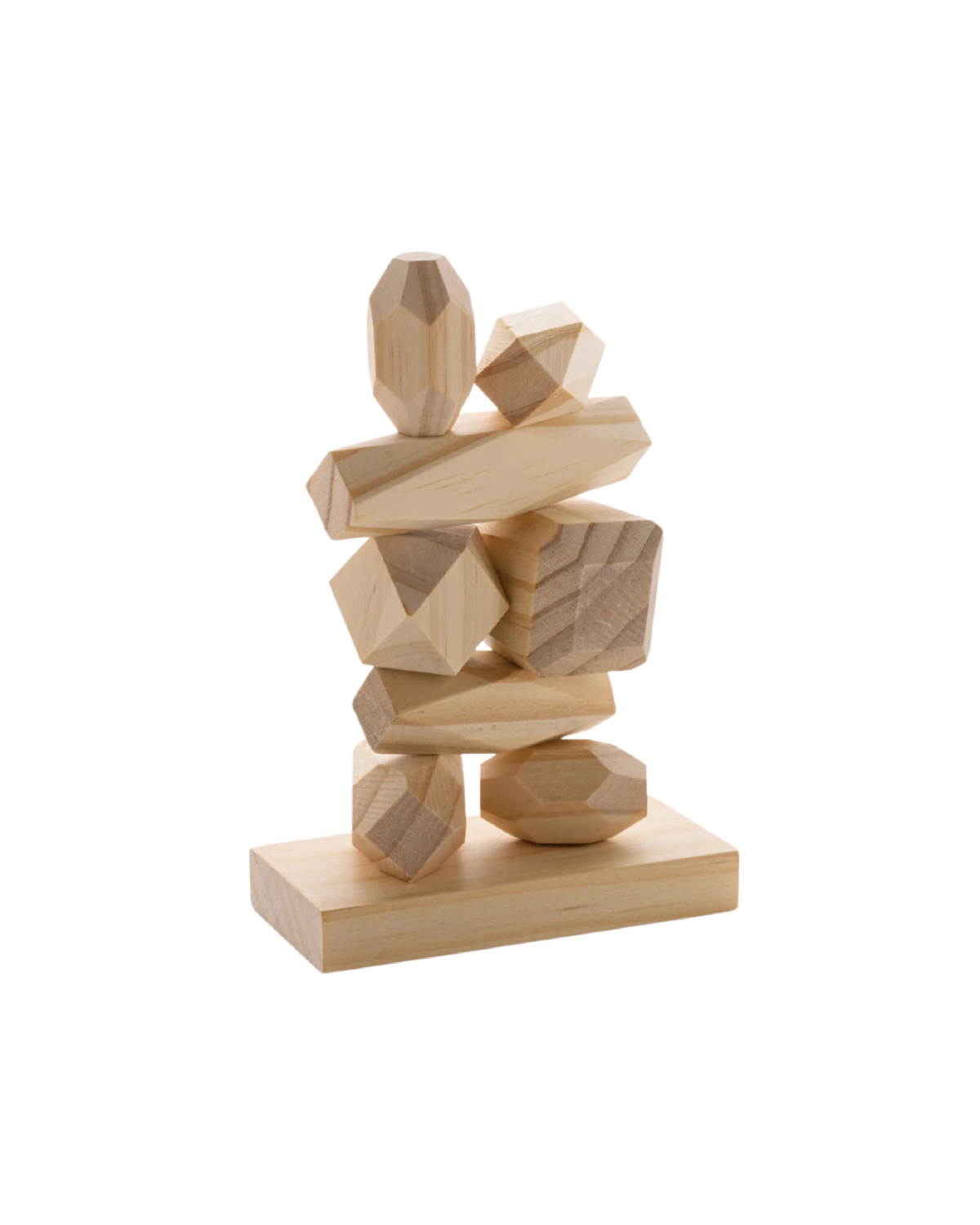 An FSC pine wood balancing rocks stacking game in a pouch