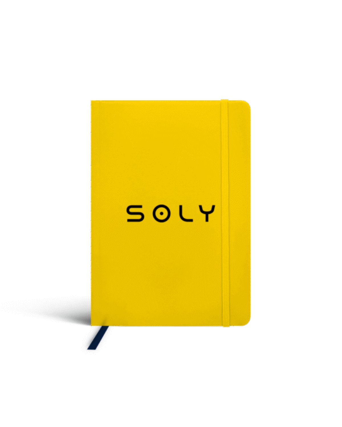 An A5 hardcover notebook with elastic closure and ribbon bookmark