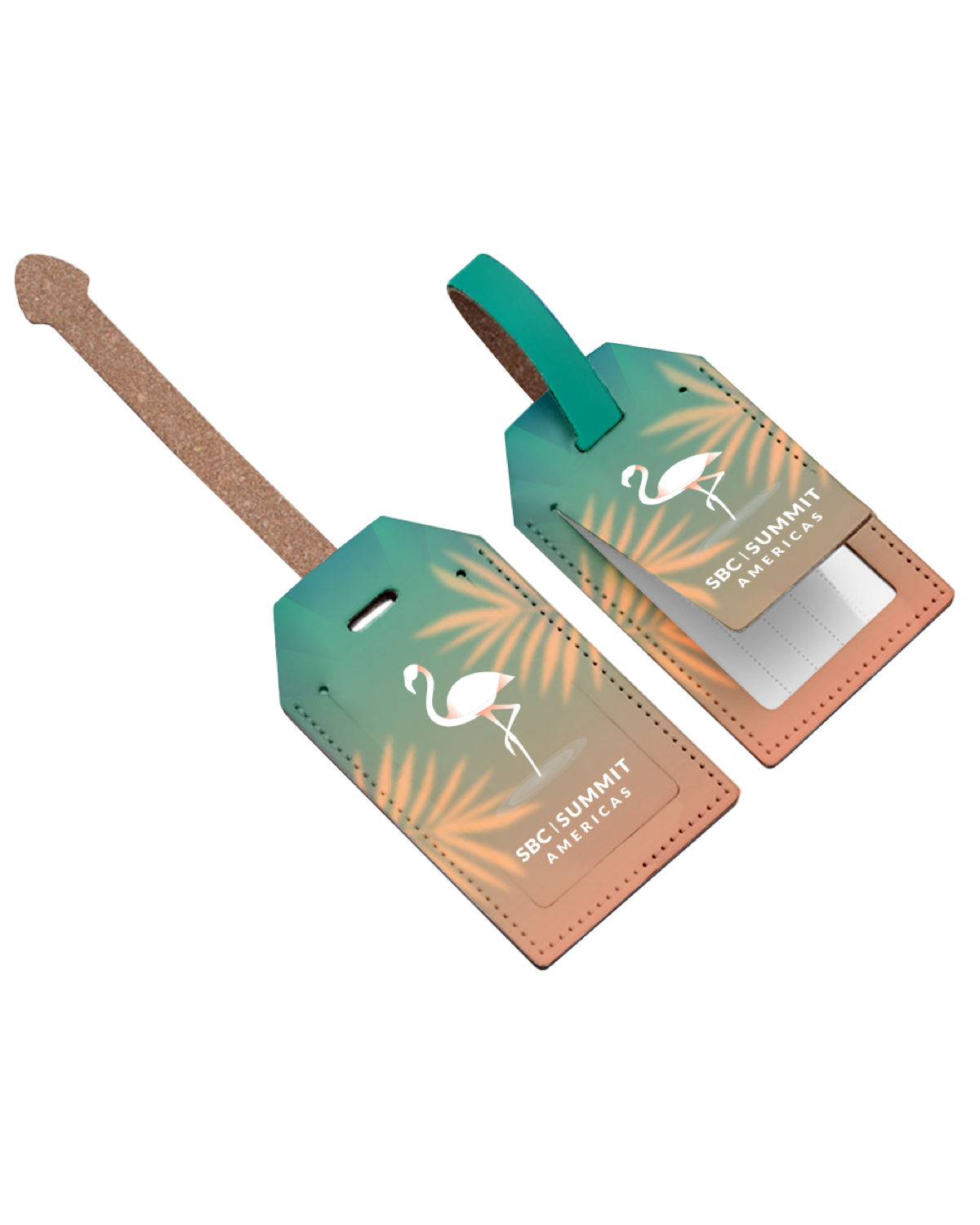 A PU leather luggage tag with privacy flap