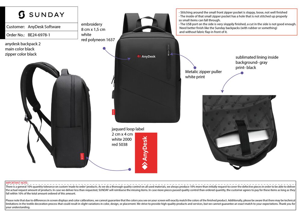 An AnyDesk branded backpack, the key item in an automated, size-tiered partner onboarding kit triggered on partner signing