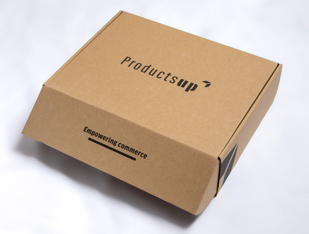 A kraft mailer box carrying a clean printed company logo, showing how branding on packaging works better than an oversized logo on the product