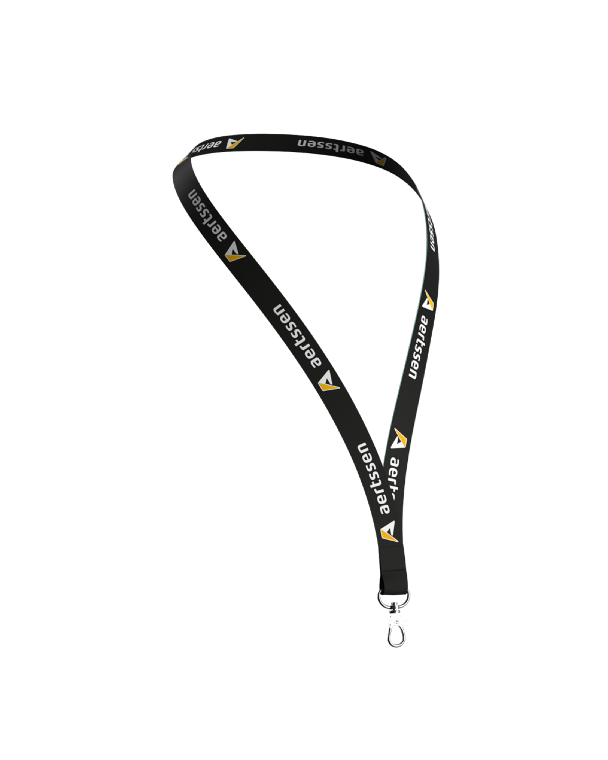 A full-colour CMYK printed custom lanyard with metal hook