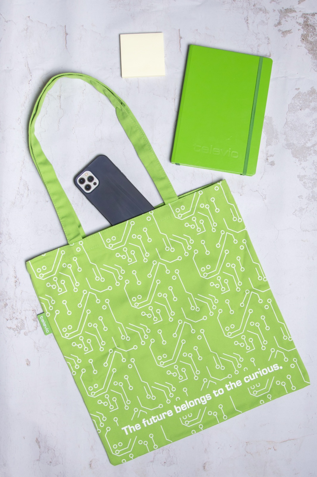 A Televic-branded custom tote bag