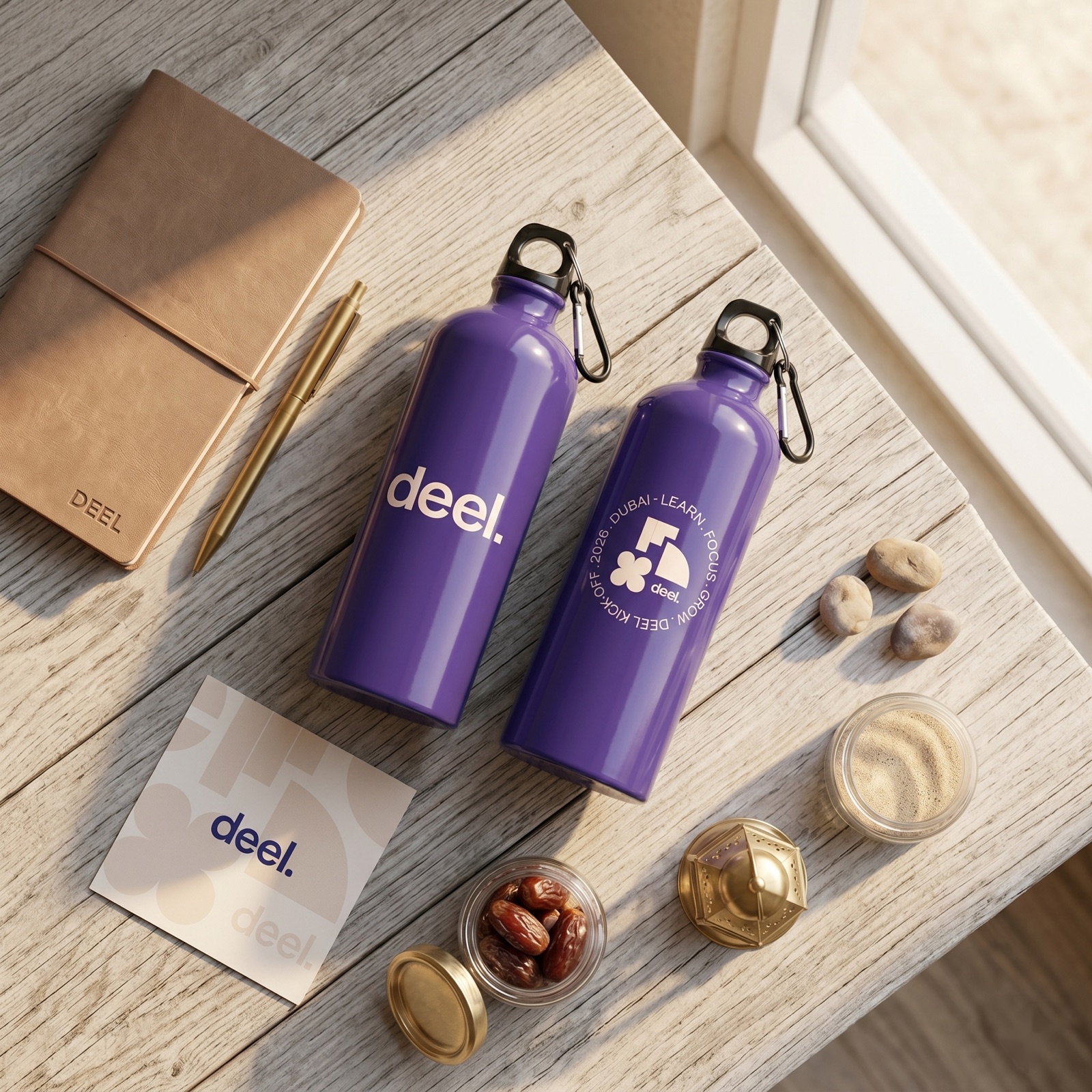 Una botella de agua personalizada de aluminio morado