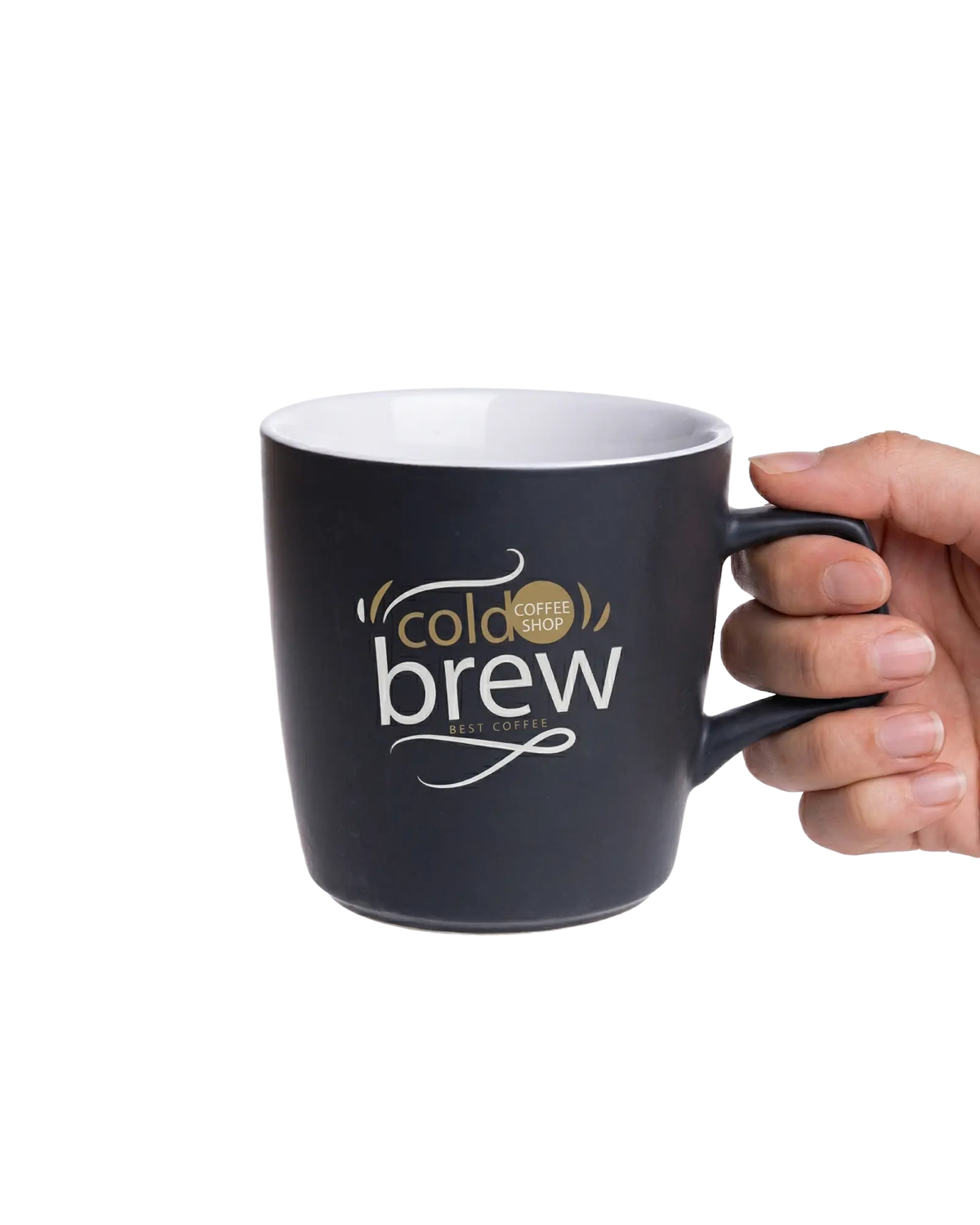 A distinctive oval porcelain barrel mug