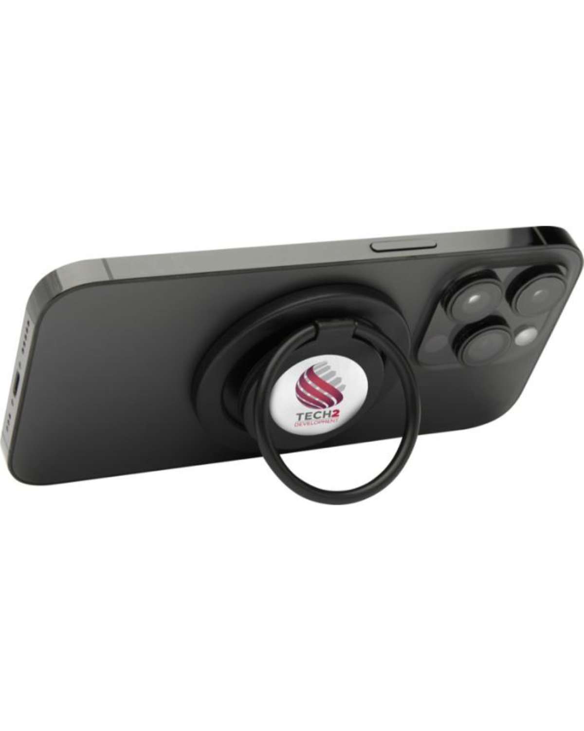 A magnetic phone holder with a ring stand