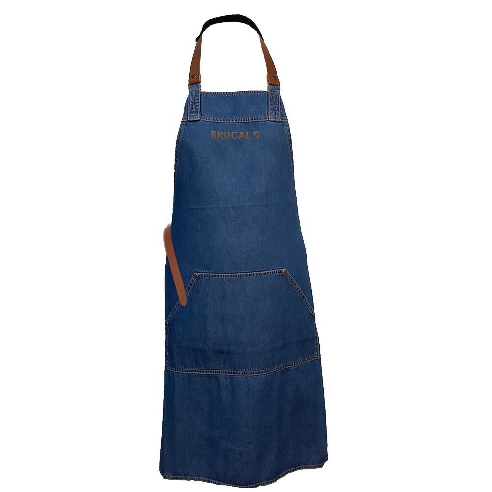 Un tablier personnalisé en denim, la meilleure base pour une étiquette aspect cuir et une toile durable pour la broderie