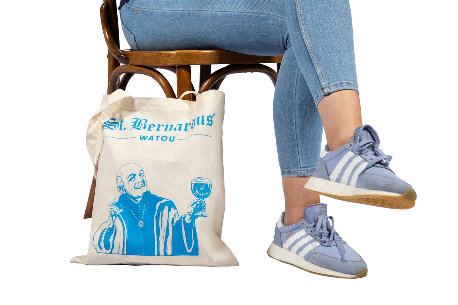 A St Bernardus-branded custom tote bag, showing a clean logo applied to the fabric panel
