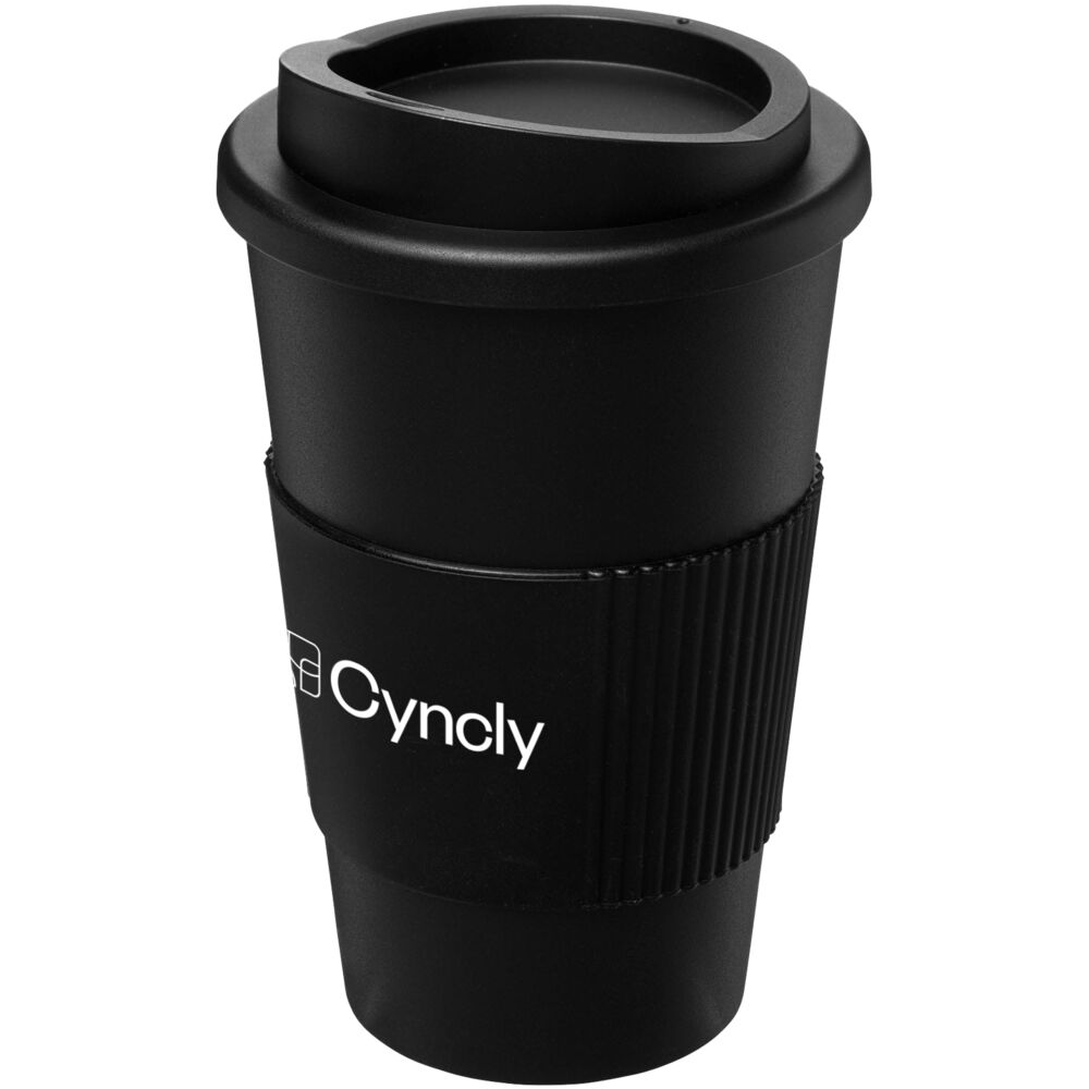 Cyncly branded reusable coffee cup, custom drinkware for hybrid offices