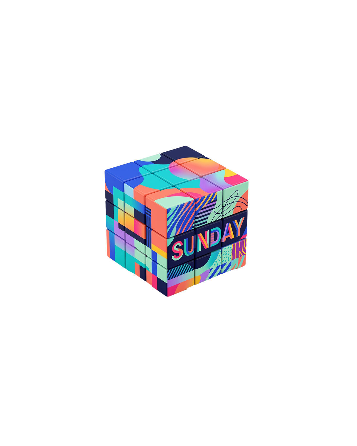 A custom-printed Rubik's Cube with branded faces