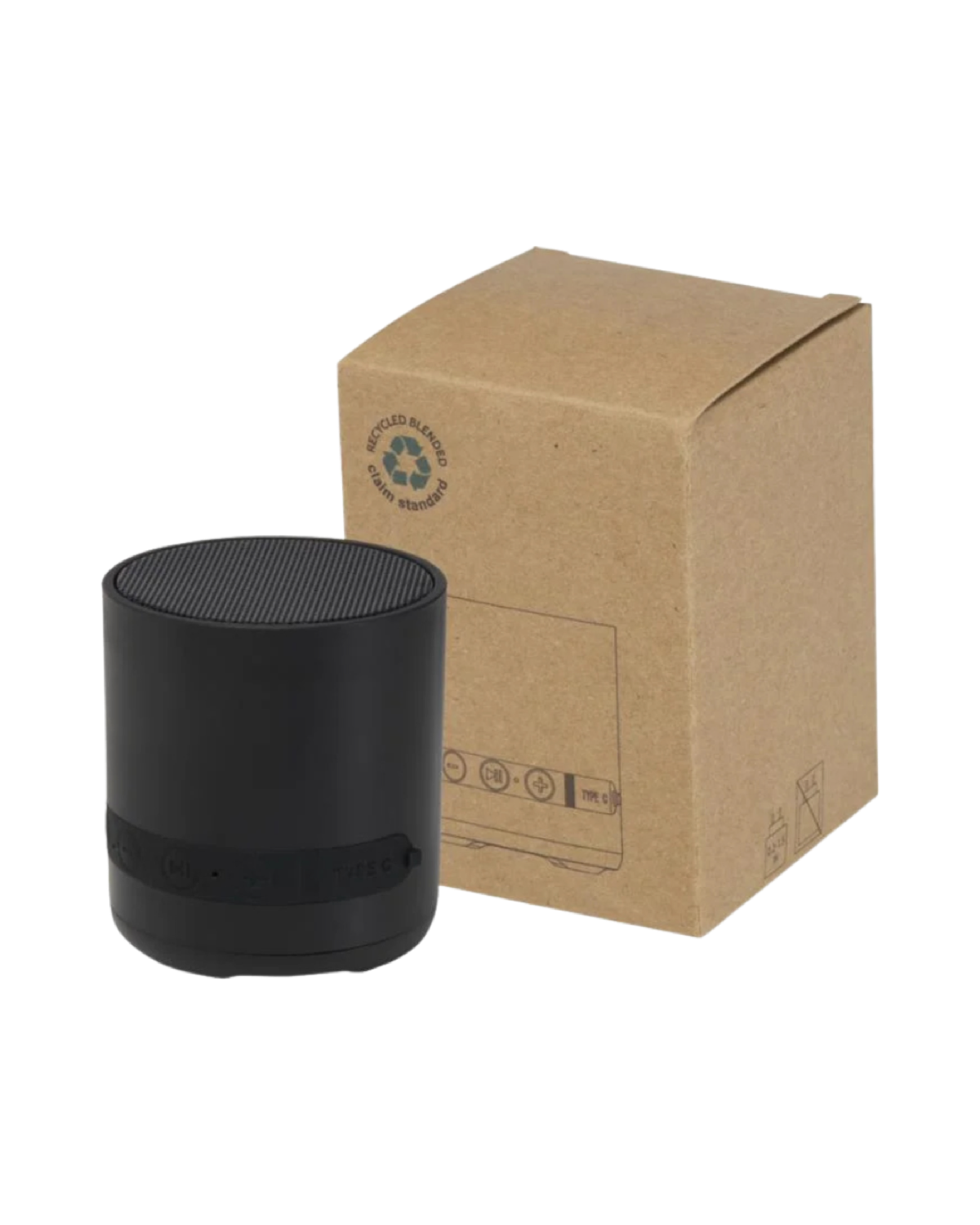 A compact recycled ABS wireless Bluetooth mini speaker