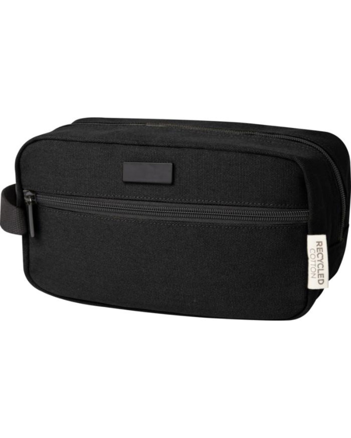 A recycled canvas travel pouch for cables and toiletries