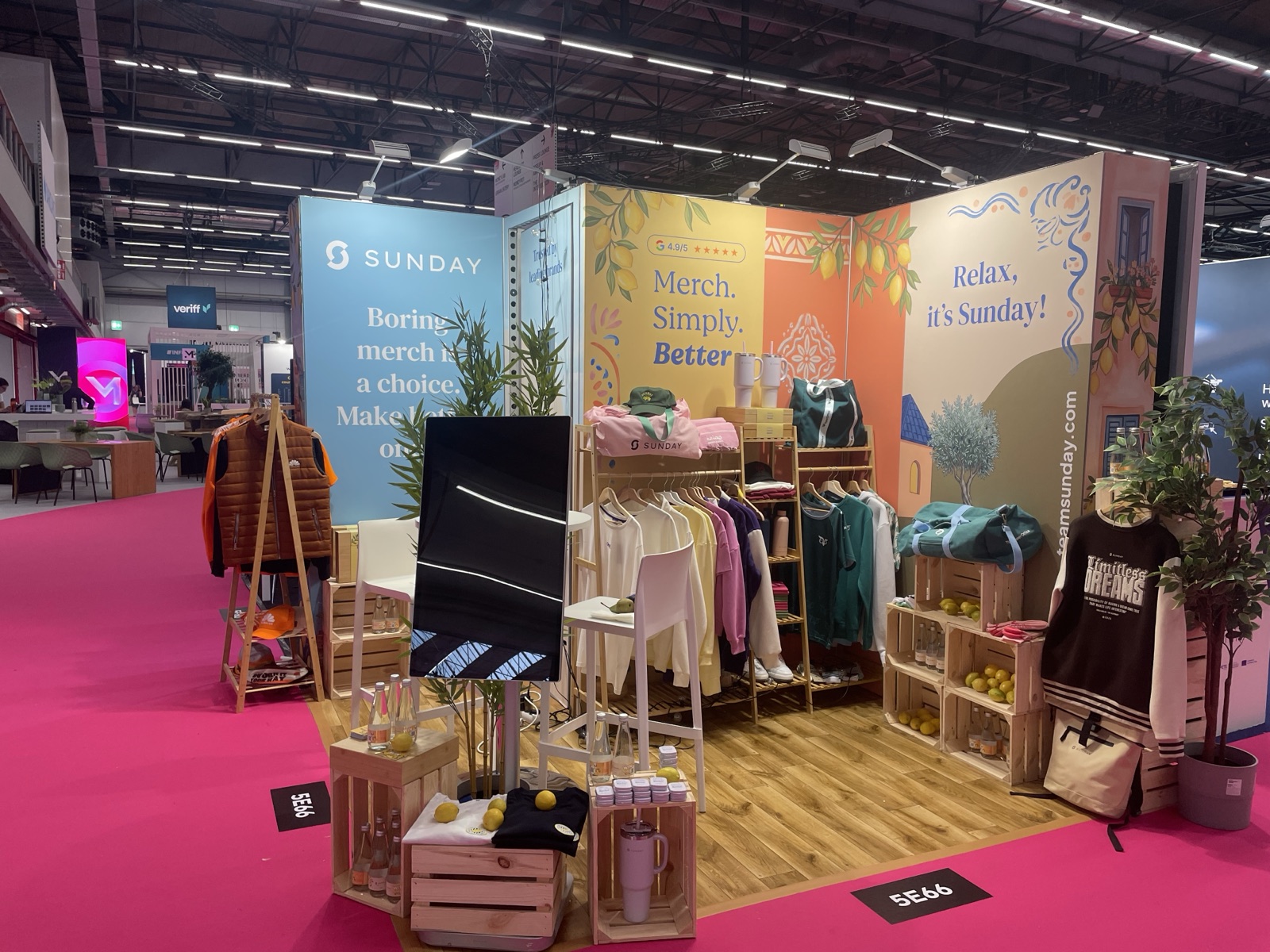 Sunday's Money20/20 booth, an Italian summer theme with lemons and bright colours