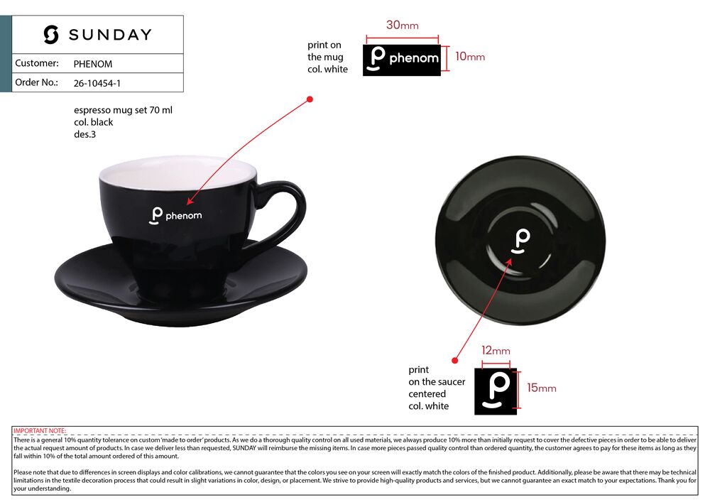 Phenom custom espresso cup, premium branded drinkware for design-led brands