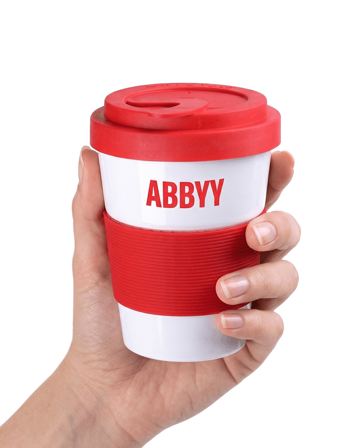 A 350ml double-wall insulated reusable coffee mug with grip