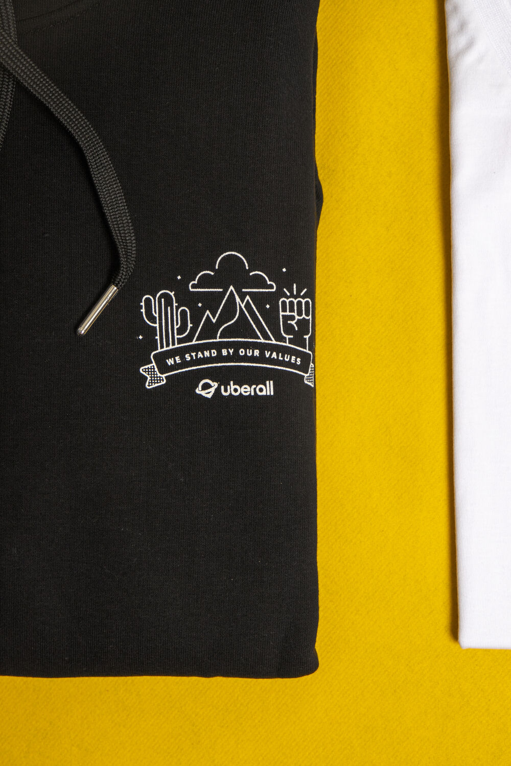 Uberall team in custom branded hoodies, company hoodies for staff and new hires