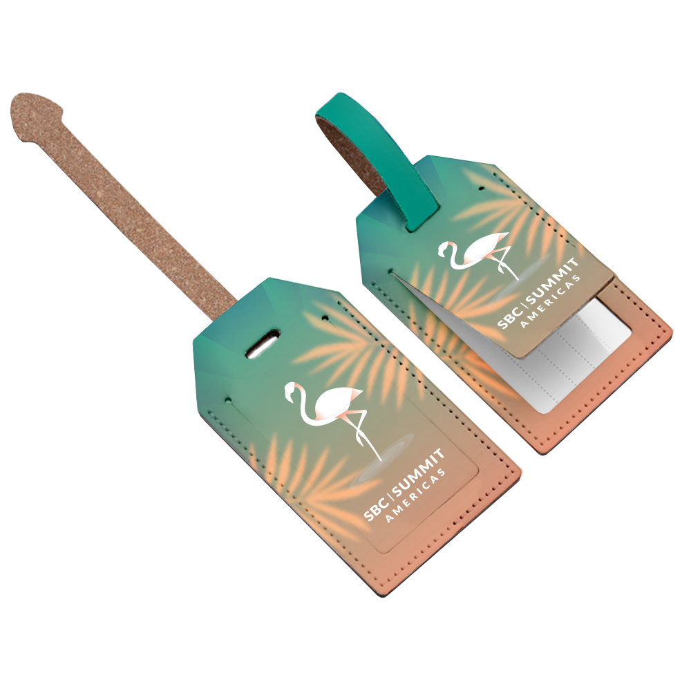Leather Luggage Tag, an SKO merch idea for a 2027 sales kickoff