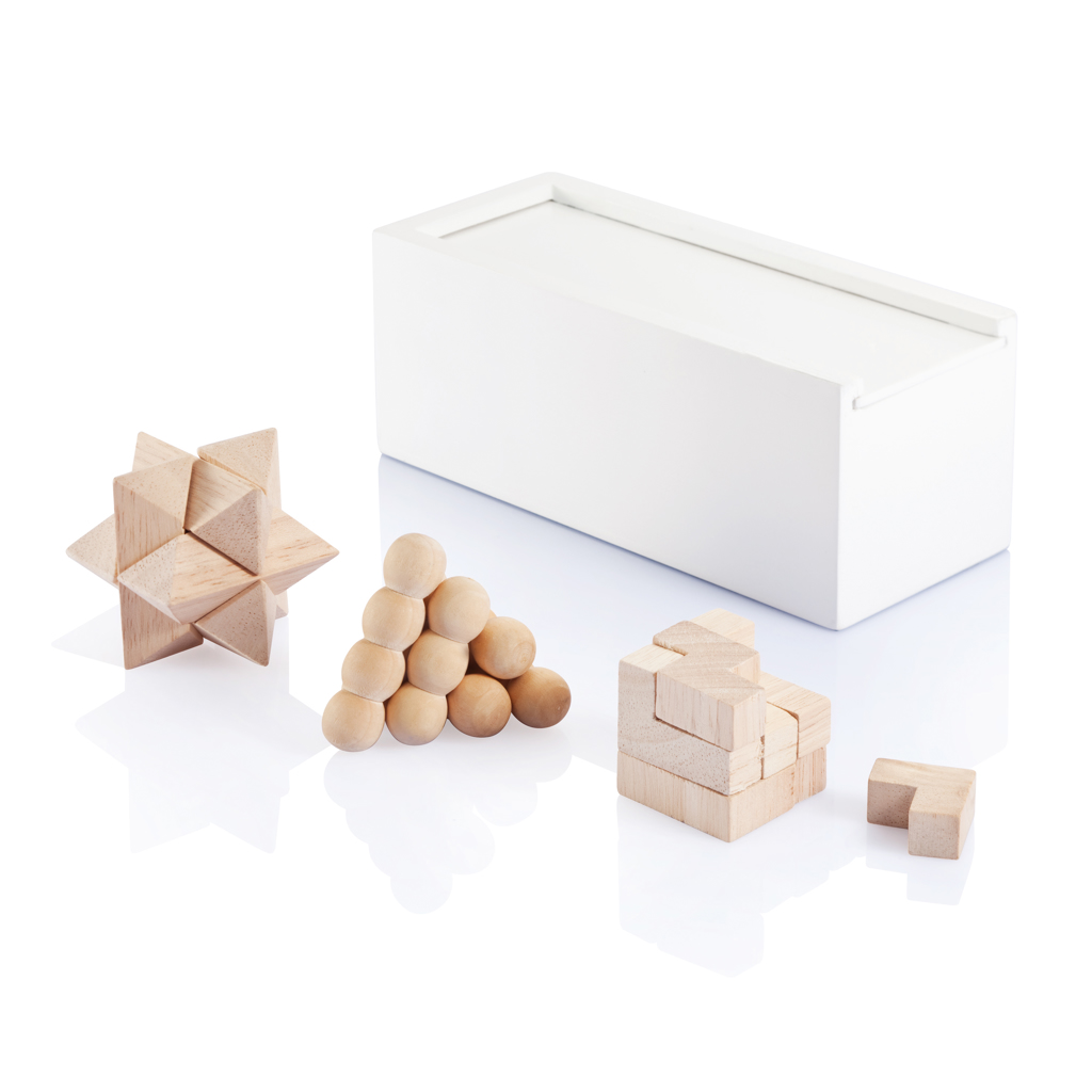 Wooden Brain Teaser Puzzle Set, a corporate Christmas gift idea